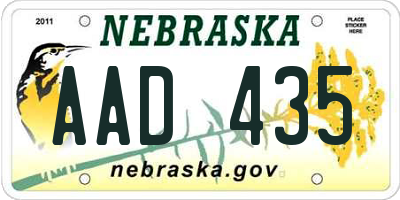 NE license plate AAD435