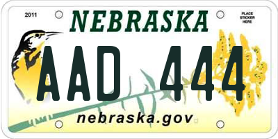 NE license plate AAD444