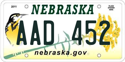 NE license plate AAD452