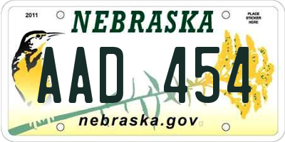 NE license plate AAD454