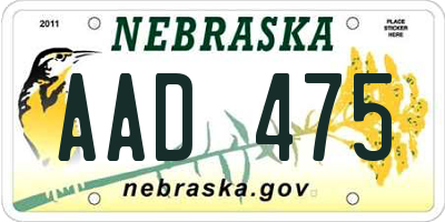 NE license plate AAD475