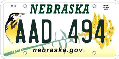 NE license plate AAD494