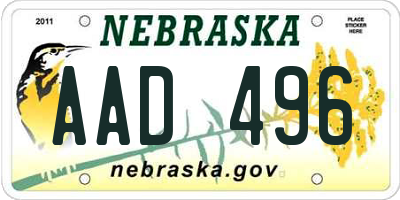 NE license plate AAD496