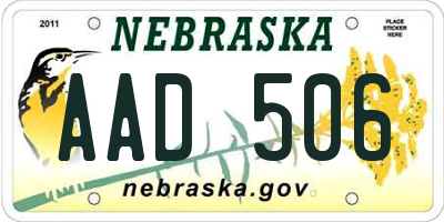 NE license plate AAD506