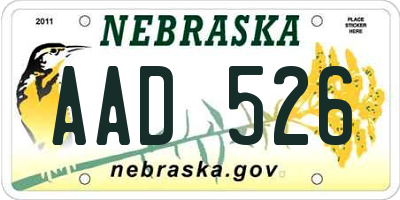 NE license plate AAD526