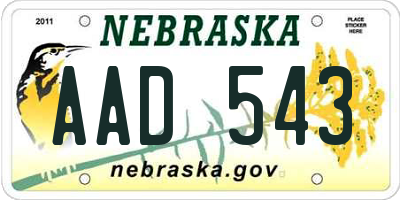 NE license plate AAD543