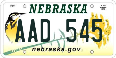 NE license plate AAD545