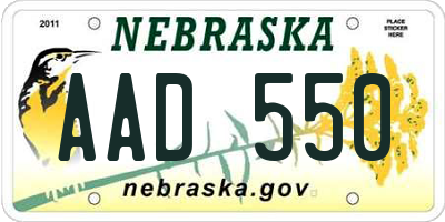 NE license plate AAD550