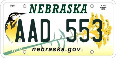 NE license plate AAD553