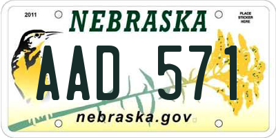 NE license plate AAD571