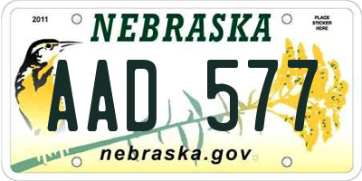 NE license plate AAD577