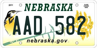 NE license plate AAD582