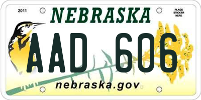 NE license plate AAD606
