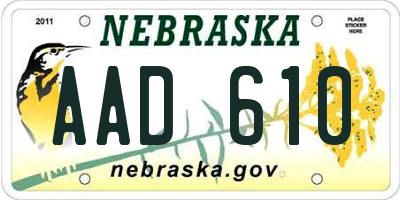 NE license plate AAD610
