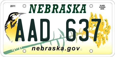 NE license plate AAD637
