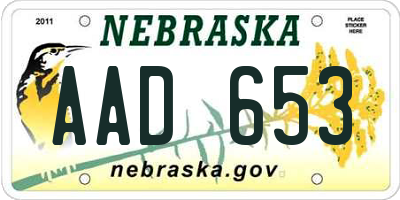 NE license plate AAD653