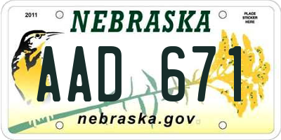 NE license plate AAD671