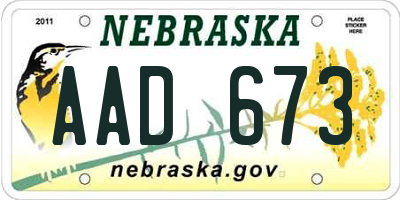 NE license plate AAD673