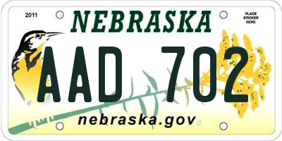 NE license plate AAD702