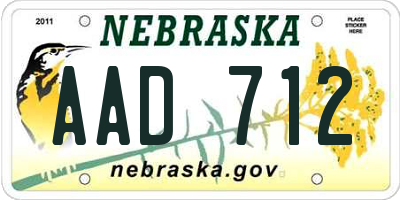 NE license plate AAD712