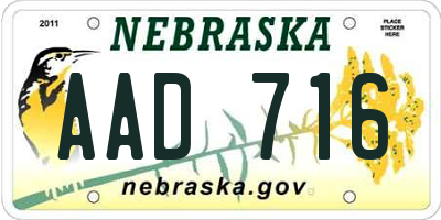 NE license plate AAD716
