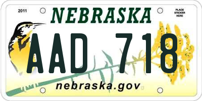 NE license plate AAD718