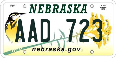 NE license plate AAD723