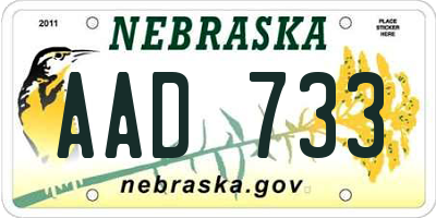 NE license plate AAD733