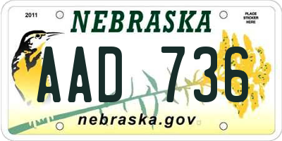NE license plate AAD736