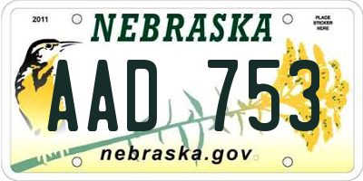 NE license plate AAD753
