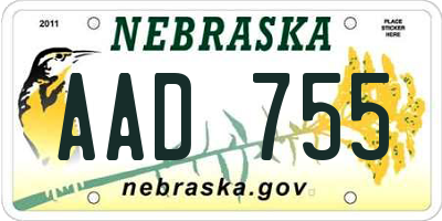 NE license plate AAD755