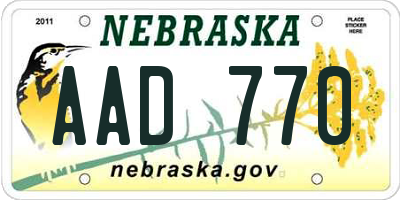 NE license plate AAD770