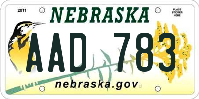 NE license plate AAD783
