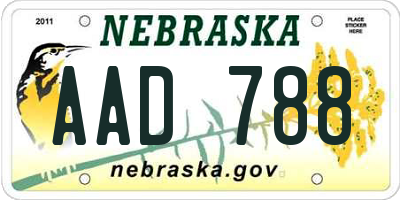 NE license plate AAD788