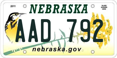 NE license plate AAD792