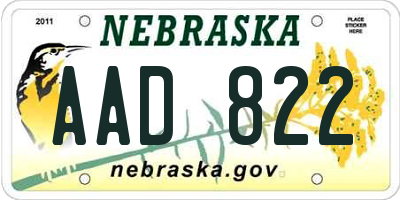 NE license plate AAD822