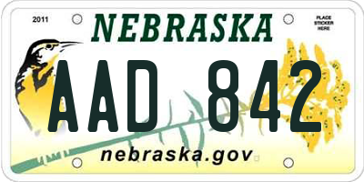 NE license plate AAD842