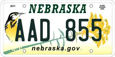 NE license plate AAD855