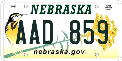 NE license plate AAD859