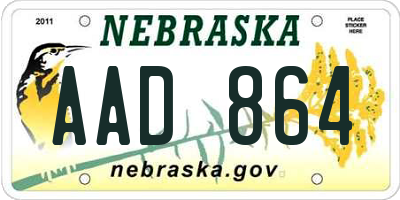 NE license plate AAD864