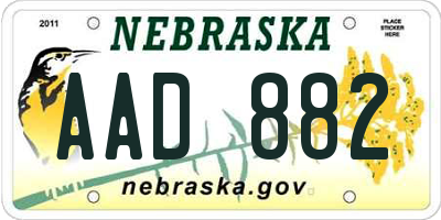 NE license plate AAD882
