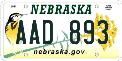 NE license plate AAD893