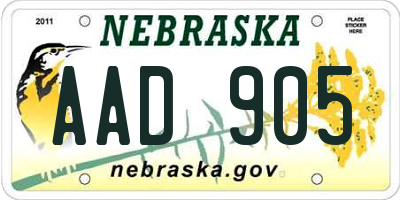 NE license plate AAD905