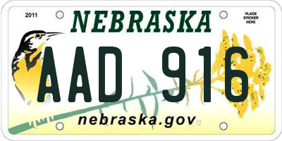 NE license plate AAD916