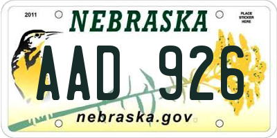 NE license plate AAD926