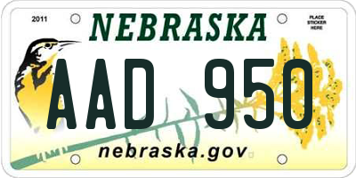 NE license plate AAD950