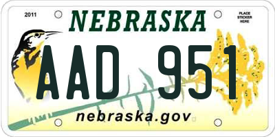 NE license plate AAD951