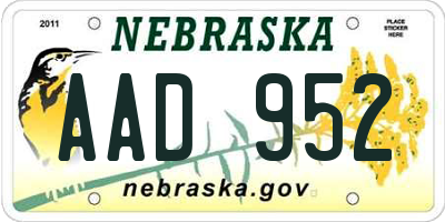 NE license plate AAD952