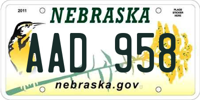 NE license plate AAD958