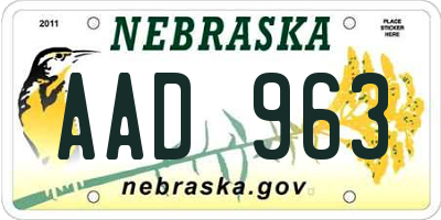 NE license plate AAD963